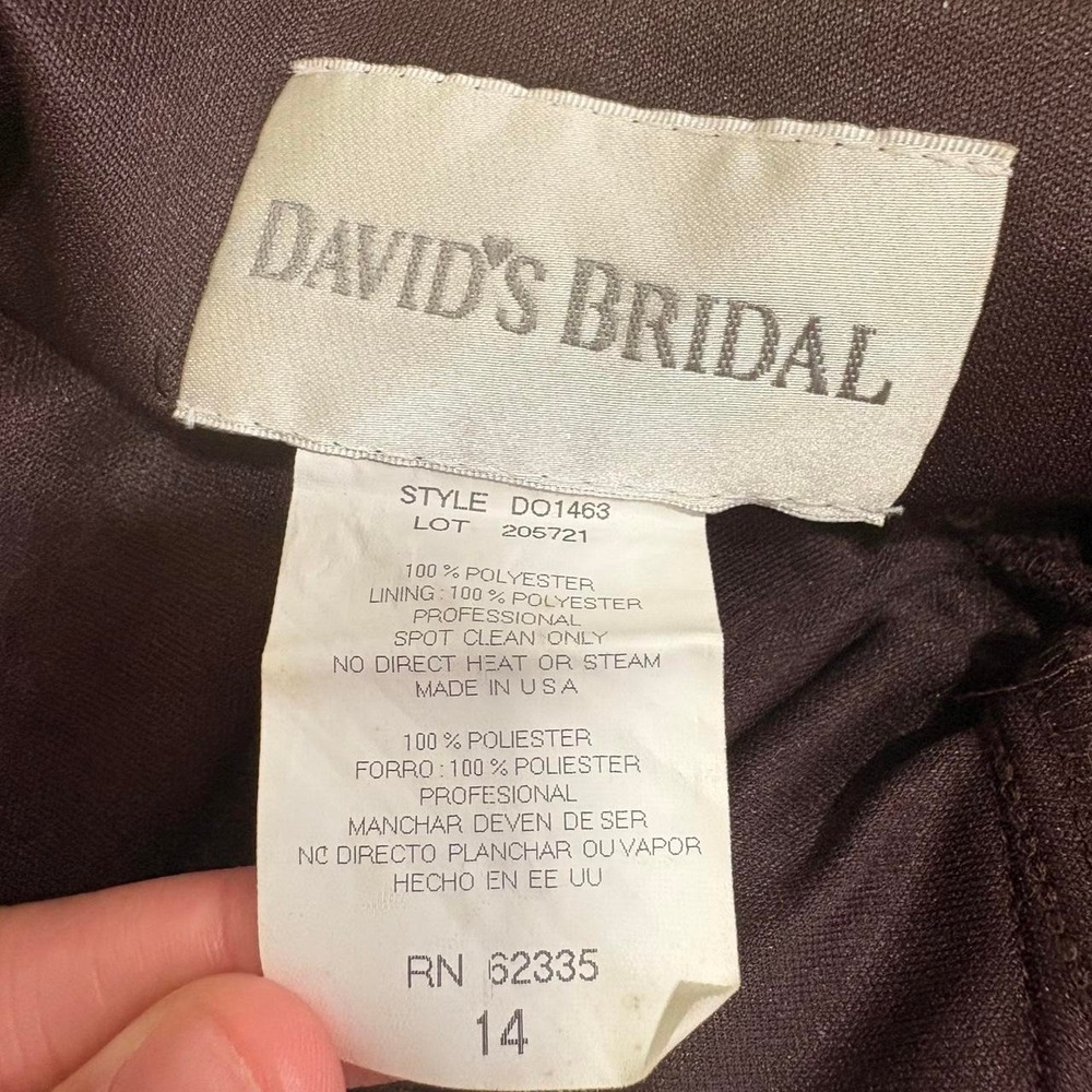 Vtg Y2K Davids Bridal Chocolate Brown Empire Waist Ruched Evening Dress Size 12 - Picture 6 of 8